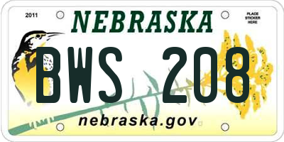 NE license plate BWS208