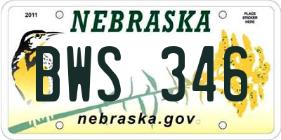 NE license plate BWS346