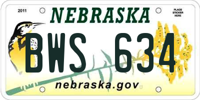 NE license plate BWS634