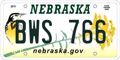 NE license plate BWS766