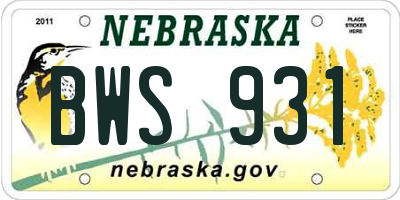 NE license plate BWS931