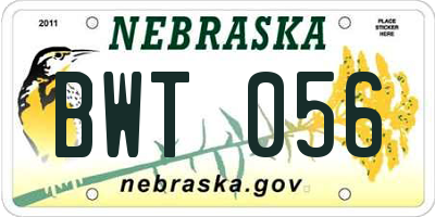 NE license plate BWT056