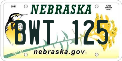 NE license plate BWT125