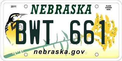 NE license plate BWT661
