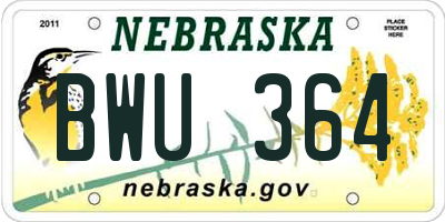 NE license plate BWU364
