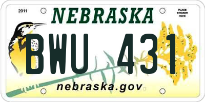 NE license plate BWU431