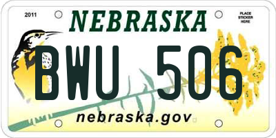 NE license plate BWU506