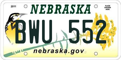 NE license plate BWU552
