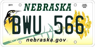NE license plate BWU566