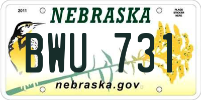 NE license plate BWU731