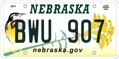 NE license plate BWU907
