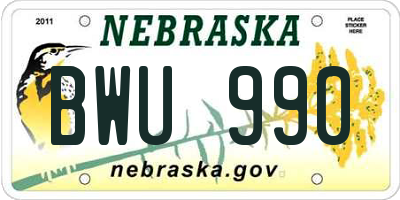 NE license plate BWU990