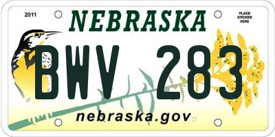 NE license plate BWV283