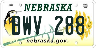 NE license plate BWV288
