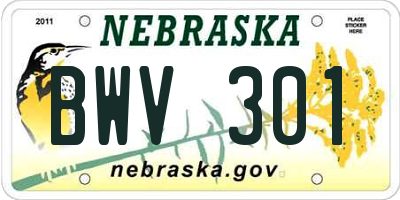 NE license plate BWV301