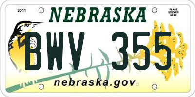 NE license plate BWV355