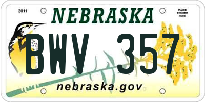 NE license plate BWV357