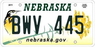 NE license plate BWV445