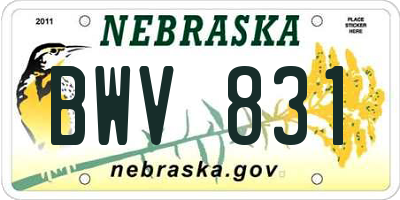 NE license plate BWV831