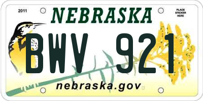 NE license plate BWV921