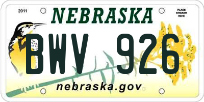 NE license plate BWV926