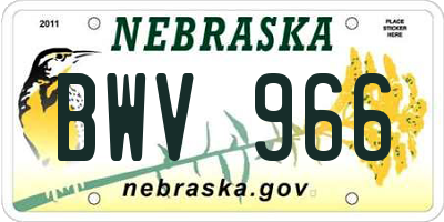 NE license plate BWV966