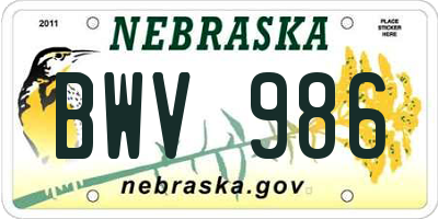 NE license plate BWV986