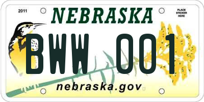 NE license plate BWW001