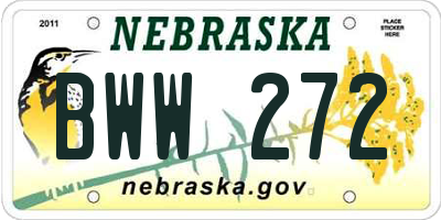 NE license plate BWW272