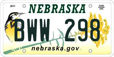 NE license plate BWW298