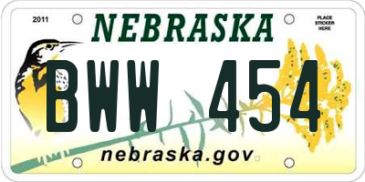 NE license plate BWW454