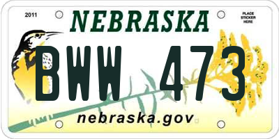 NE license plate BWW473