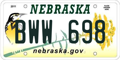 NE license plate BWW698