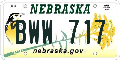 NE license plate BWW717