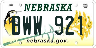 NE license plate BWW921