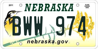 NE license plate BWW974