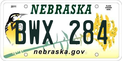 NE license plate BWX284