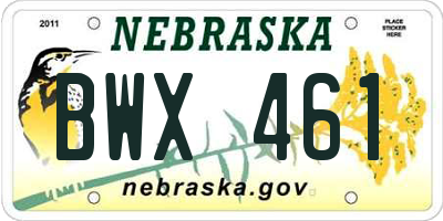 NE license plate BWX461