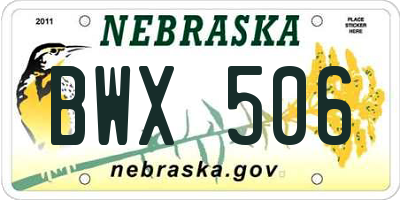 NE license plate BWX506