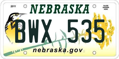 NE license plate BWX535