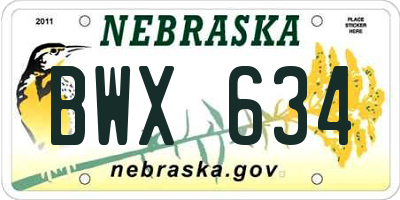 NE license plate BWX634