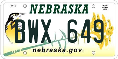 NE license plate BWX649