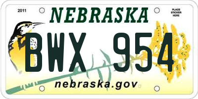 NE license plate BWX954