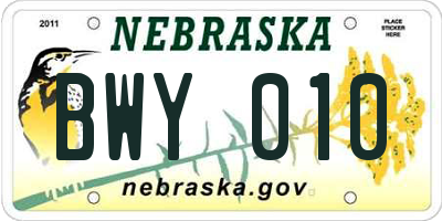 NE license plate BWY010