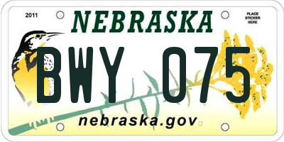NE license plate BWY075
