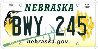 NE license plate BWY245
