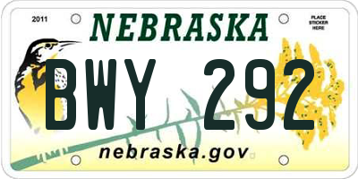 NE license plate BWY292