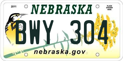 NE license plate BWY304