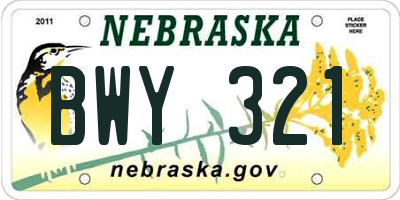 NE license plate BWY321