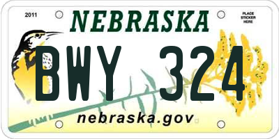NE license plate BWY324